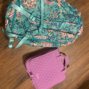 Vera Bradley Outlet duffle backpack and hanging toiletries case: Peacock Garden